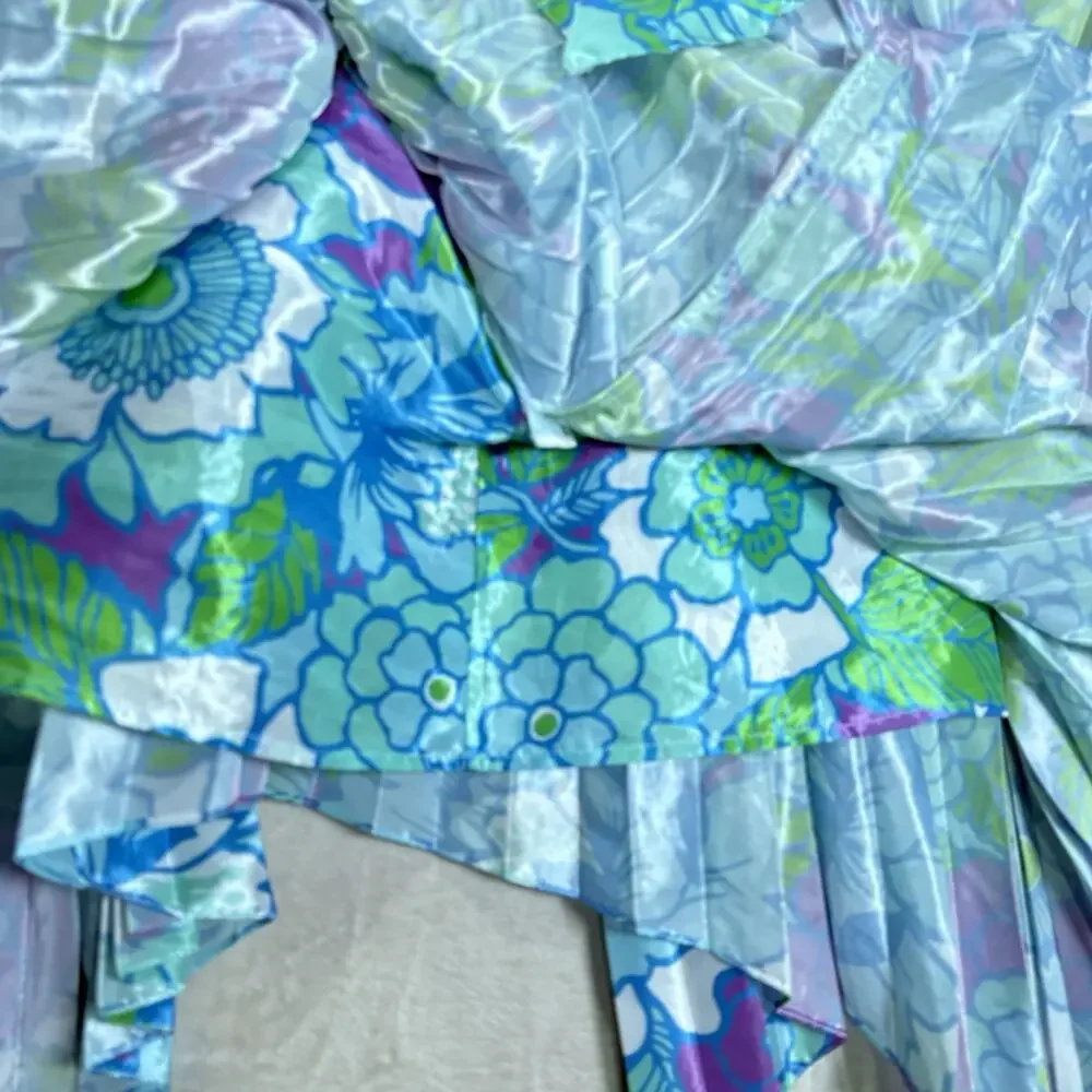 Richard Quinn Midi‎ Skirt Asymmetrical Floral Pleated Women's Size UK 8 US 4